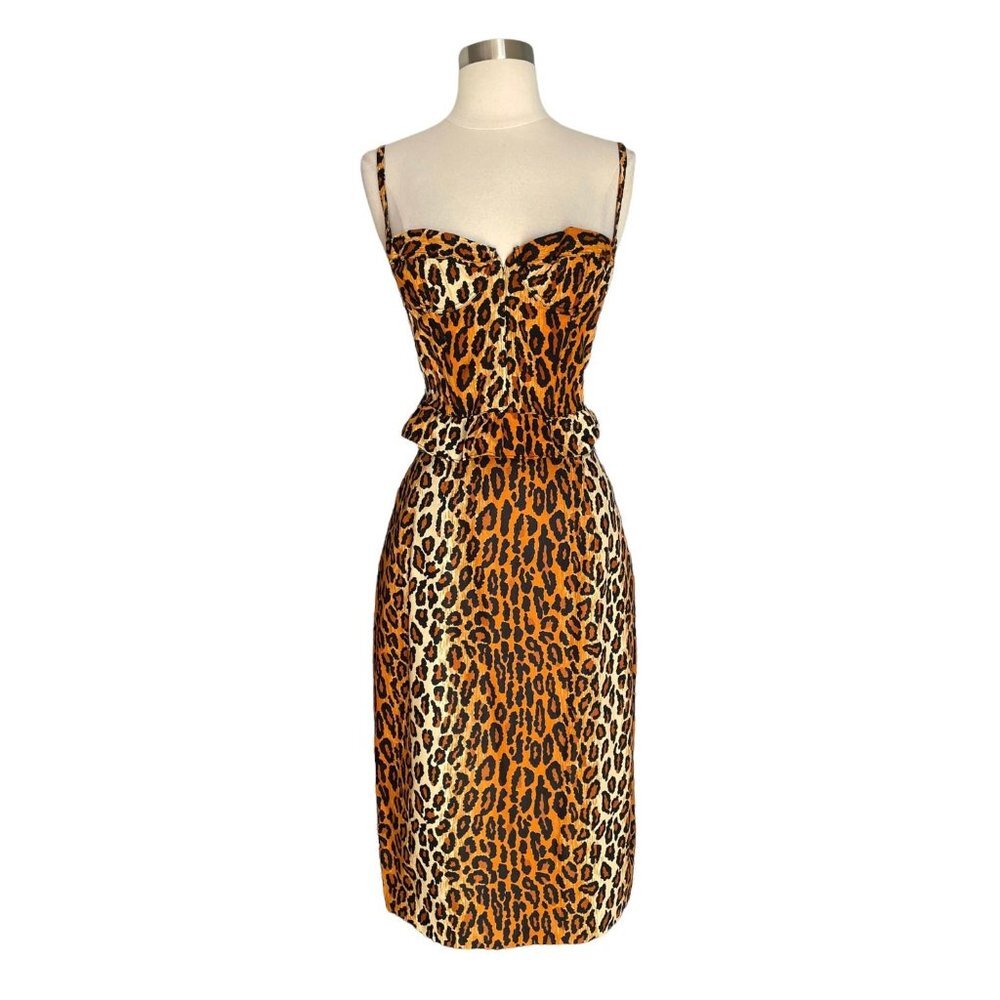 Vintage 1989 Patrick Kelly Cheetah Leopard Bustier Top & Skirt Set